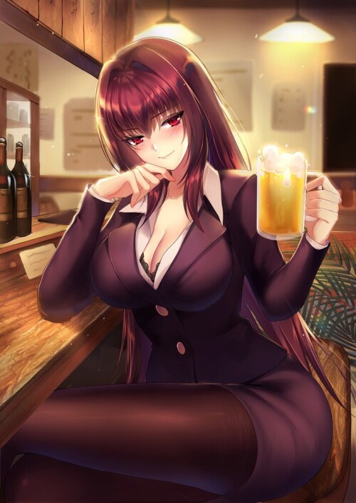 Shishou enjoying a beer at the bar